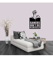 Gamers Don't Die Yazılı Dekoratif Duvar Sticker, Çıkartma, Etiket