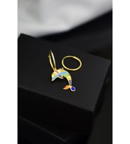 925 Ayar Gümüş Mineli Balık Model Halka Küpe