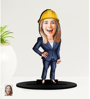 Kişiye Özel Karikatürlü Kadın Mühendis MDF Biblo