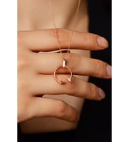 Zirkon Taşlı Rose Cartier Model Çivi Gümüş Kolye