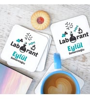 Kişiye Özel Laborantlara Özel Bardak Altlığı 4'lü Set