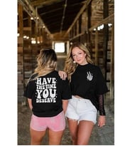 Bisiklet Yaka Kısa Kol Baskılı T-shirt - Siyah
