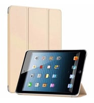 Apple iPad Mini 2 / Mini 3 Smart Cover  Stand Arkası Şeffaf Tablet Kılıfı (Gold)