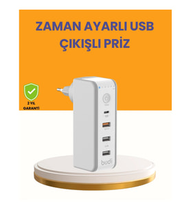 Mey İthalat® Zaman Kontrollü Şarj Cihazı 30W Hızlı Şarj ve Çoklu USB Çıkışı