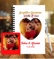 Sevgililer Gününe Özel Ahşap Defter Kalem &  Instagram Çerçeve Hediye Seti 23