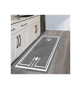 Rovigo Home Dijital Baskı Yıkanabilir Kaymaz Taban Mutfak Halısı RVG2113-SM361 (Gri)