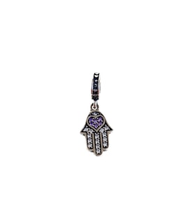 925 Ayar Gümüş Mor Hamsa Charm