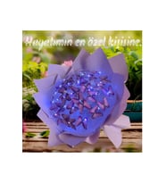 Mor Led Işıklı Kelebek Buketi A Kalite 24 Adet Kelebekli Sevgiliye/ Eşine vb Herkes İçin