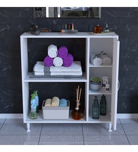 MODİLAYN Urla 90 x 97 x 32 cm Banyo Dolabı Temizlik Deterjan Depolama Havlu Dolabı Çok Amaçlı Dolap