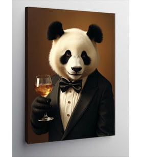 Kanvas Tablo Şık Siyah Takım Elbiseli Panda