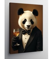 Kanvas Tablo Şık Siyah Takım Elbiseli Panda