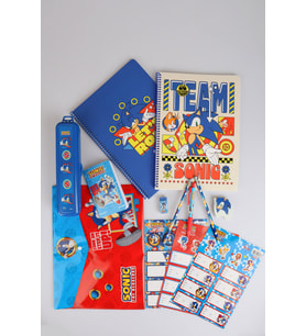 x Dekomus "Speed Force Collection" Lisanslı Sonic 13 Parça Kırtasiye Seti 2 adet A4 defter,Kalem Kutusu,Okul Etiketi
