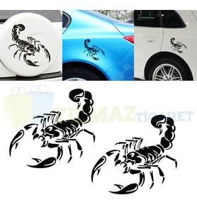 Skorpion Akrep Oto Sticker Yapıştırma Araba Araç Etiket 2 Adet