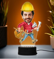 Doğum Günü Hediyesi,Sevgiliye Hediye, Kişiye Özel Fotoğraflı Mimar Karikatür 3D Led Lamba (Beyaz)