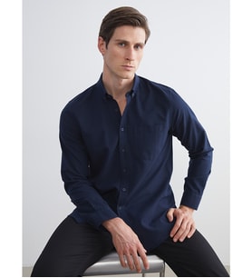 LCWAIKIKI Classic Lacivert Regular Fit Uzun Kollu Oxford Erkek Gömlek
