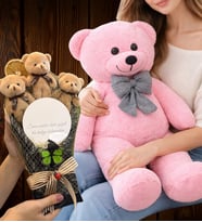 Ayıcık Buketi Seti Büyük Boy Peluş Ayıcık ve Aynalı Kahve Ayıcık Buketi (Model 2)