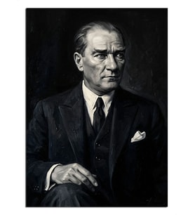 Takım Elbiseli Atatürk Portresi Dekoratif Kanvas - Mdf Ahşap Tablo