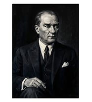 Takım Elbiseli Atatürk Portresi Dekoratif Kanvas - Mdf Ahşap Tablo