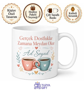 Friends Are Life Baskılı Arkadaşlar Hayattır Kupa Bardak Hediye