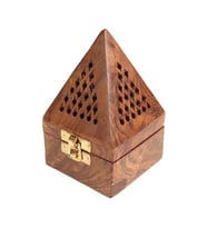 Konik Tütsü Yakma Kutusu Ahşap Piramit 13cm (Standart)