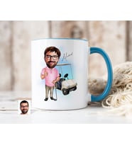 Bk Gift Kişiye Özel Golf Oyuncusu Karikatürlü Mavi Kupa Bardak-7, Sevgiliye Hediye, Arkadaşa Hediye