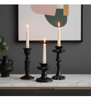 3'lü Şamdan Mumluk Fransız Romantik Antik El Sanatı Siyah Gold Dekorasyon Retro Şamdanlık (ÜÇLÜ) PamirCandles