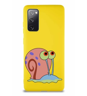 Samsung Galaxy S20 FE Soft Premier Kapak Salyangoz Gary Tasarımlı Silikon Kılıf - Sarı (Şeffaf)