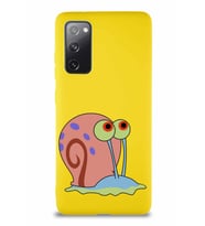 Samsung Galaxy S20 FE Soft Premier Kapak Salyangoz Gary Tasarımlı Silikon Kılıf - Sarı (Şeffaf)