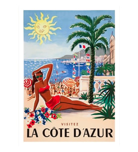 1955 Fransa La Cote D'azur'u Ziyaret Etme Posteri Tablo Ahşap Poster Dekoratif
