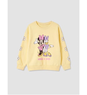 LCW Kids Sarı Bisiklet Yaka Minnie Mouse Baskılı Kız Çocuk Sweatshirt