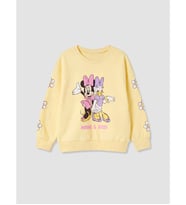 LCW Kids Sarı Bisiklet Yaka Minnie Mouse Baskılı Kız Çocuk Sweatshirt