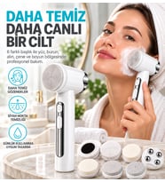 Şarjlı Elektrikli Yüz Temizleme Cihazı 6 Başlıklı 15 Kademeli Cilt Bakım ve Masaj Aleti