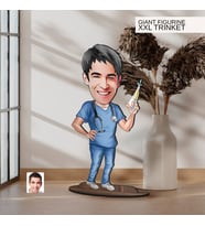 BK Gift Kişiye Özel Hemşire Karikatürlü Büyük Boy Ahşap Biblo-1 Arkadaşa Hediye, Sevgiliye Hediye, Kişiye Özel Biblolar