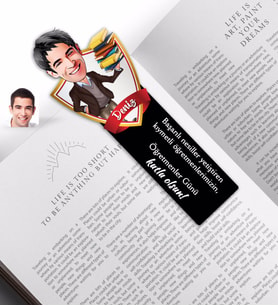 BK Gift Kişiye Özel Erkek Öğretmen Karikatürlü Ahşap Kitap Ayracı