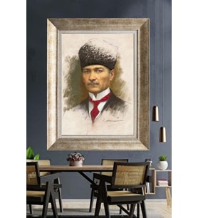 Gümüş Çerçeveli Atatürk Tablo za8