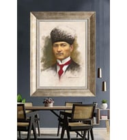 Gümüş Çerçeveli Atatürk Tablo za8
