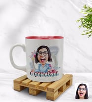 BK Gift Kişiye Özel O Çok Güzel Karikatürlü İçi Kırmızı Renkli Kupa Bardak Model 1