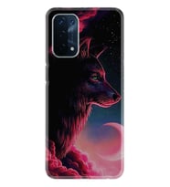 Kılıfland Oppo A74 Kılıf Desenli Silikon Resimli Kapak Wolf and Moon Kılıf 1380