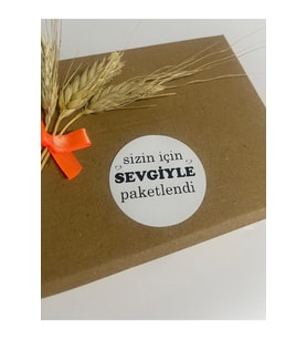 Sizin İçin Sevgiyle Paketlendi Siyah Yazılı Yuvarlak Yapışkanlı Etiket 3x3 cm 150 adet