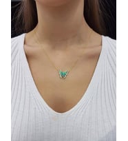Kelebek Çift Katlı 18K Altın Kaplama Kolye (Karışık)