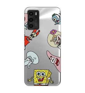 Oppo A16 / A55 Uyumlu Sunger Bob Tüm Karakterler Tasarımlı Şeffaf Telefon Kılıfı