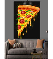 Lezzetli pizza dilimi büyük Dekoratif Kanvas - Mdf Ahşap Tablo