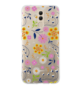Huawei Mate 20 Lite Uyumlu Kapak Flowers Tasarımlı Şeffaf Silikon Kılıf