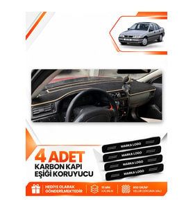 OPEL VECTRA A (1988-1995) Uyumlu Ön Torpido Koruma Kılıfı Halısı - Siyah Bej