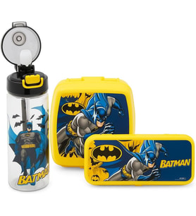 Batman Lisanslı Okul Seti; 500 ml Matara, Beslenme Kutusu, Kalem Kutusu