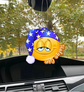 Kişiye Özel Karikatürlü Ahşap Araba Dikiz Ayna Süsü Uykucu Emoji