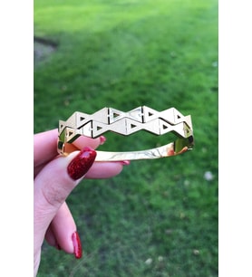 Pırıltılı Kelebek Desen Gold Çelik Kelepçe