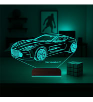 Luvivia Spor Araba Aston Martin Tasarım Kişiye Özel 3D Lamba - Masa Gece Lambası