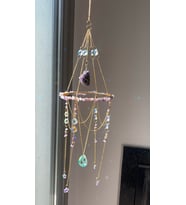 Ametist Sun Catcher 4 - Güneş Tutucu, Güneş Yakalayıcı, Doğal Ametist Taşlı, El Yapımı (Mor)
