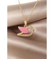 Sedefli Pembe Renk Kuş Kolye (Altın)